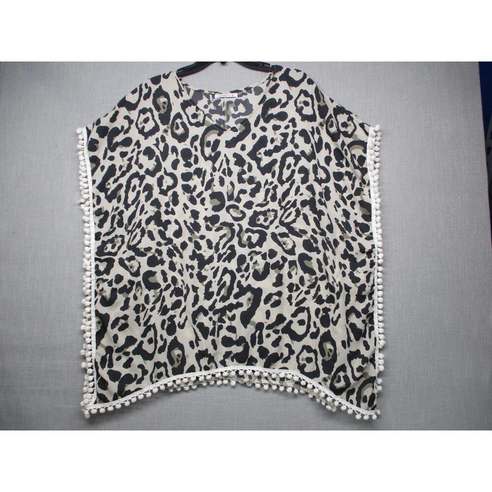 ADREAMLY Leopard Print Chic Flowy Kaftan Poncho‎ Cover Up Womens Size S
